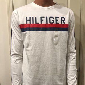 NEW with TAGS: Tommy Hilfiger Men's White Striped Long sleeve T-shirt